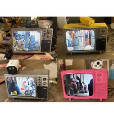 CCTV 포토존 브라운관 TV 옛날티비 흑백 디스플레이 14인치, A. 46.6cm+카메라랜덤발송