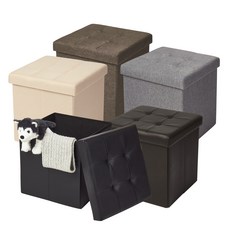 화장대 스툴 벤치 쇼파 발받침 수납 스툴의자, 싱글-PU, 블랙