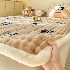 台灣出貨 A類兔毛絨軟床墊 2CM加厚 榻榻米床墊 摺疊床墊 學生床墊 防滑床墊 單人/雙人/加大床墊, 波點熊貓[高端泡泡兔毛絨可水洗不掉毛],一般單人3尺90*200公分單床墊
