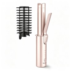 VEMOO 휴대용 무선 고데기 탈부착 빗 브러쉬 32mm 봉고데기 웨이브 S컬 C컬, 골드, C101-G