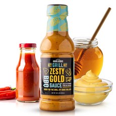 Hey Grill 핫 허니 BBQ 소스 꿀 카이엔 고추가 들어간 달콤하고 매운 바베큐 닭고기 돼지고기 새우 등에 적합 532.3ml18온스 [호환], 1 Pack (16 fl oz)