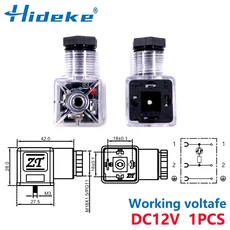UPQMRAVJF 1개 A-LED 커넥터 유압 솔레노이드 밸브 타입 소켓 코일 투명 플러그 AC220110 DC2412V AC 110v 블랙 포함, Dc 12v Black
