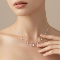 여성 심플 미니멀 투명 크리스탈 클리어 볼 누드 목걸이 A2812