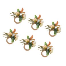 우아한 플라워 냅킨 링 6종 세트 컬러풀 테이블 상판 액세서리 식사용, 샴페인 더블 로즈