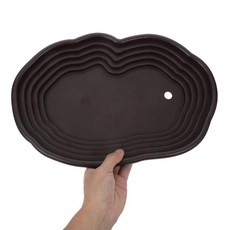 Kisangel 경사로가 있는 대형 거북이 담그는 접시 넓은 파충류 목욕 풀 수염 난 드래곤 게코 개구리 및 뱀용 미적 디자인 140961