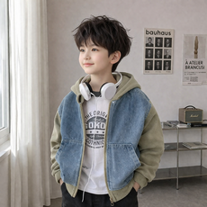 다이루소 주니어 남아용 청자켓 배색 후드 집업 점퍼