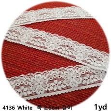 dklace 스판레이스모음 / 레이스 4136 폭 2.5cm 자가드, White_10, 1개
