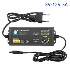 조정 가능한 전원 공급 장치 어댑터 디스플레이가있는 3V-36V 2A 60W 범용 AC 220V ~ DC 12V 충전기, 01 EU Plug, 02 60W-3V-12V 5A