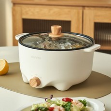 단미 멀티쿠커 전기냄비 찜기 찜솥 프라이팬 그릴 샤브샤브 여행용 캠핑용 전골냄비 3L, MEK01 핑크
