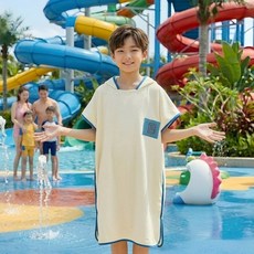 웰아로하 입는 후드 비치타올 극세사 실크 다이노 망토 / 어린이 아동 유아 비치가운 샤워가운 스포츠타올