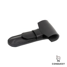 【CONQUEST】德國 Merkur 刮鬍刀收納皮套，黑色真皮保護套，適用於 Merkur、Muhle 刮鬍刀，旅行便攜, 1個, 1