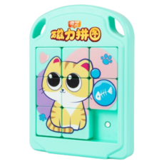 奇藝魔方格 兒童三階數字華容道 3x3 磁力版 Q版 益智玩具 小貓小狗, 1個, 50片