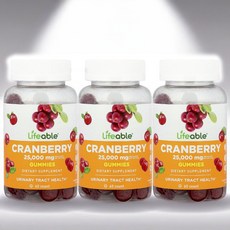 Lifeable 라이퍼블 크랜베리 크렌베리 효능 젤리 구미 60개 3병, 60정