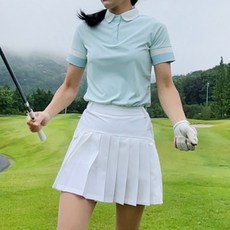 투솜 여성골프치마 여자골프스커트 언발 뒷밴딩 플리츠 골프스커트 여자 여름 라운딩 필드 코디 주름 치마바지