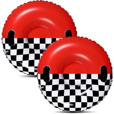 Sotiff 2 Pack Snow Tube for Kids Inflatable Sled Black and White Checkered 36 Inch Cold Resistant