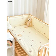DFMEI 嬰兒牀純棉牀圍新生寶寶卡通刺繡緩衝軟包兒童防撞條防摔圍欄圍擋, 65cm1片