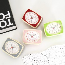 인테리어 소품 빈티지 아날로그 레트로 알람 소형 탁상시계 4, 그레이