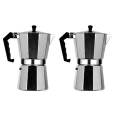 Yimajia 이탈리안 커피 모카포트 600ml 12인용, 2개, 알루미늄