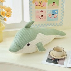 taeon 냉감인형 쿨링베게 애착인형 쿨링 롱쿠션 인형, 돌고래 그린 [약 67cm]