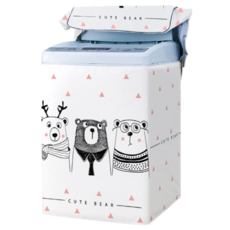 洗衣機套 洗衣機防塵套 可愛熊洗衣機罩 通用直立式洗衣機防曬罩 台灣現貨, 直立通用款10-17KG(熊熊)