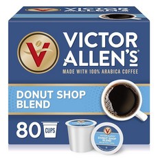Victor Allen's Coffee 버라이어티 팩도넛 샵 블렌드 프렌치 로스트 이탈리안 바닐라 맛 캐러멜 마키아토 120개 Keurig KCup 브루어용 1인용 커피 포드, 80 Count (Pack of 1), 1개