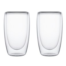 도노본 이중 내열 유리컵 라운드 홈카페 머그컵 450ml 2개, 투명