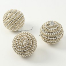 이로운 크리스마스 트리 장식볼 3p세트 8cm 진주 체인 파티 소품 오너먼트 데코 가랜드 성탄절, 3개, 골드
