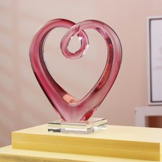 고급 추상 아트 하트 3D 유리 장식품, 분색