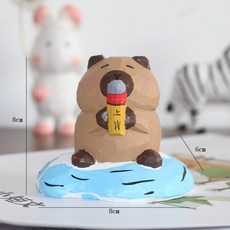 青木凡祈福系列 木雕水豚卡皮巴拉擺件禮品創意擺件家居飾品裝飾, 上岸水豚