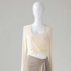 여성 요가복 브라탑 패드 포함 봄가을용 단색 필라테스 상의 운동복