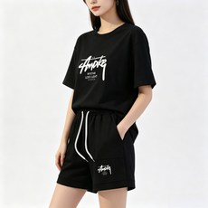 천하오 여성용 여름 편안한 루즈핏 반팔 반바지 투피스 GX444