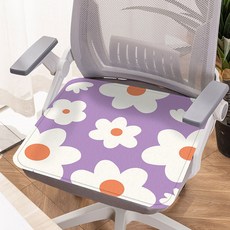 【無品牌】-夏季卡通冰絲透氣臥室凳子沙發坐墊新款辦公室家用輕奢兒童椅墊, 冰絲坐墊-紫底白花