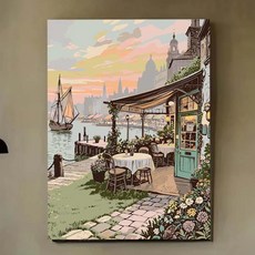 자연 경관 호텔 침실 캔버스 그림 북유럽 소파 배경 벽장식, D. E