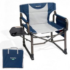 SUNNYFEEL 오버사이즈 캠핑 디렉터 의자 성인용 블랙 휴대용 접이식 의자 272.2kg(600파운드) 지원 해변 낚시 여행 피크닉 잔디 야외 접이식 캠프 의자용, Blue-1pc, Blue-1pc