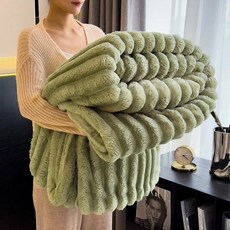소프트 인조 토끼털 담요 플러피 플러시 소파 침대용 싱글 더블 봄 가을 체크무늬, 6. tea green