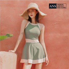 ANS 여성 원피스 테이핑 라인 라운드 원피스 수영복 레쉬가드 125