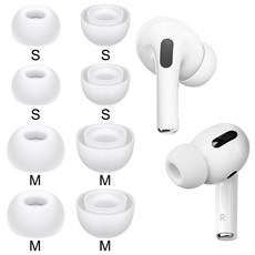 SOULWIT 교체용 이어팁-호환 모델 Airpods Pro/Pro 2 에어팟 프로/프로 2 전용 실리콘 소음 차단 미끄럼 방지 이어버드 이어팁 휴대용 화이트 4쌍, SM