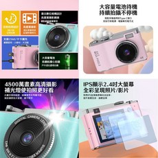 LK款 復古雙鏡頭相機 高畫質1080P 4800萬像素 兒童用 錄影拍照, LK款 黑色,標配 加購128G記憶卡