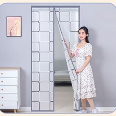 防蚊門簾魔鬼氈 空調門簾 四季通用空調門簾廚房防油煙客廳隔斷臥室隔離冷熱魔術貼粘貼磁吸, 仙人掌【送收納】,120*200cm