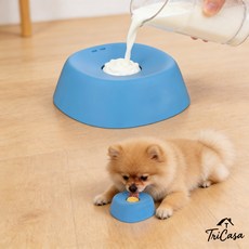 반려동물 회전볼 슬로우 식기 강아지 고양이 액체간식 요거트용 식기, 블루, 1개