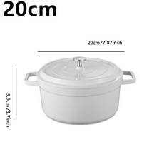 뚜껑이 굽기 오븐 에나멜 코팅 더치 주물 냄비 카세롤 무쇠 달린 모든 논스틱 솥밥 캐스트, 2.75L White, 1개
