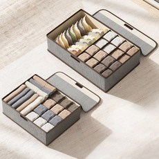 Arizam內衣襪子衣櫃收納盒 2種組, 灰色, 1組