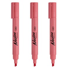 동아 네오라인 형광펜 단색(사각닙), 소프트-빨강, 3개