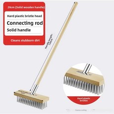 튼튼한 나무 손잡이 스테인리스 바닥 청소 솔 내구성 있는 도구 효과적인 이끼 제거 강력한, (단단한 플라스틱 와이어) 20cm 브러시 헤드 커넥터, 1개