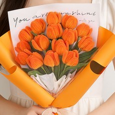 제너럴케이 모루 꽃다발 DIY키트 만들기 세트 선물, 1개, 오렌지