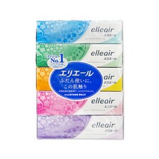 elleair 大王盒裝雙層面紙 No.1人氣 ふんわりやわらか, 1個, 5個裝