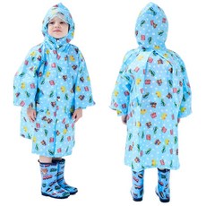 YIQAUMA 남아 여아 우비 아동용 방수 레인 재킷 경량 레인 판초 블루/카