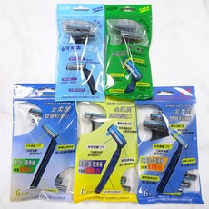 金柔潤刮鬍刀 雙層輕便刀 韓國製造 輕巧便攜, 1個, 金柔潤〝超廣角+潤滑條 6入(藍底橘字)