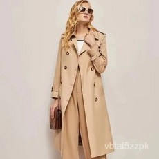 風衣外套 防風 91%好評率風衣長版英倫雙排扣 經典氣質 卡其色時尚04 秋季外套 女裝 8888 L4CE