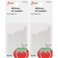 드리츠 56M-39 밀리너 핸드 니들 사이즈 3/9 니켈 16개들이 2팩, Size 3/9 (Pack of 2)